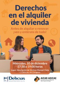 Taller de vivienda sobre alquiler en Delicias Zaragoza