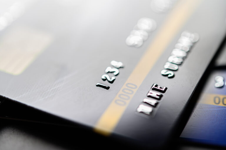 Credit cards that are stacked on the floor,selective focus